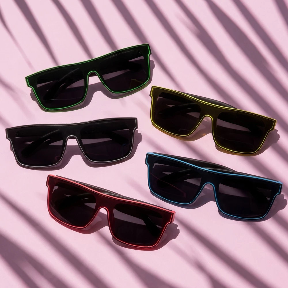Neon Trim Flat Top Shield Sunglasses