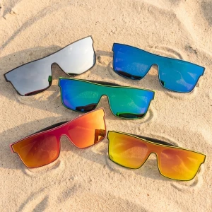 Mirrored Flat Top Shield Sunglasses