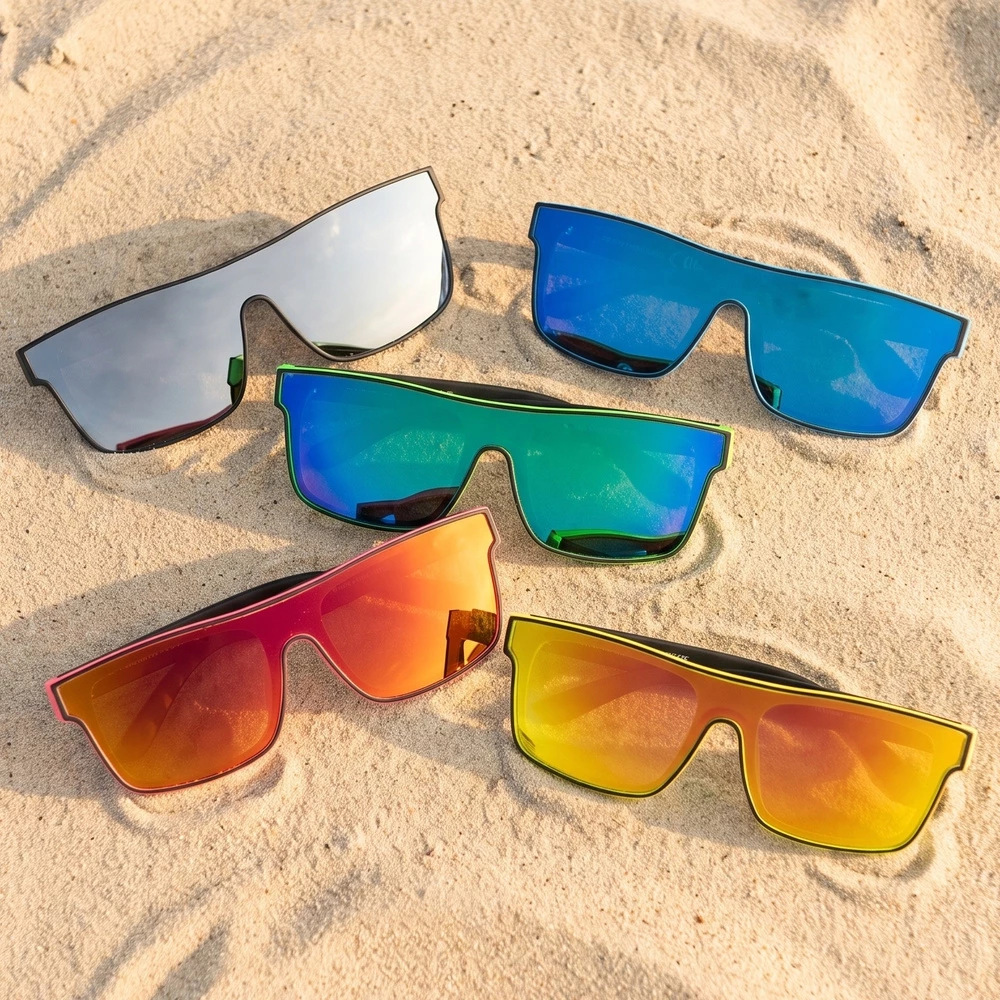 Mirrored Flat Top Shield Sunglasses