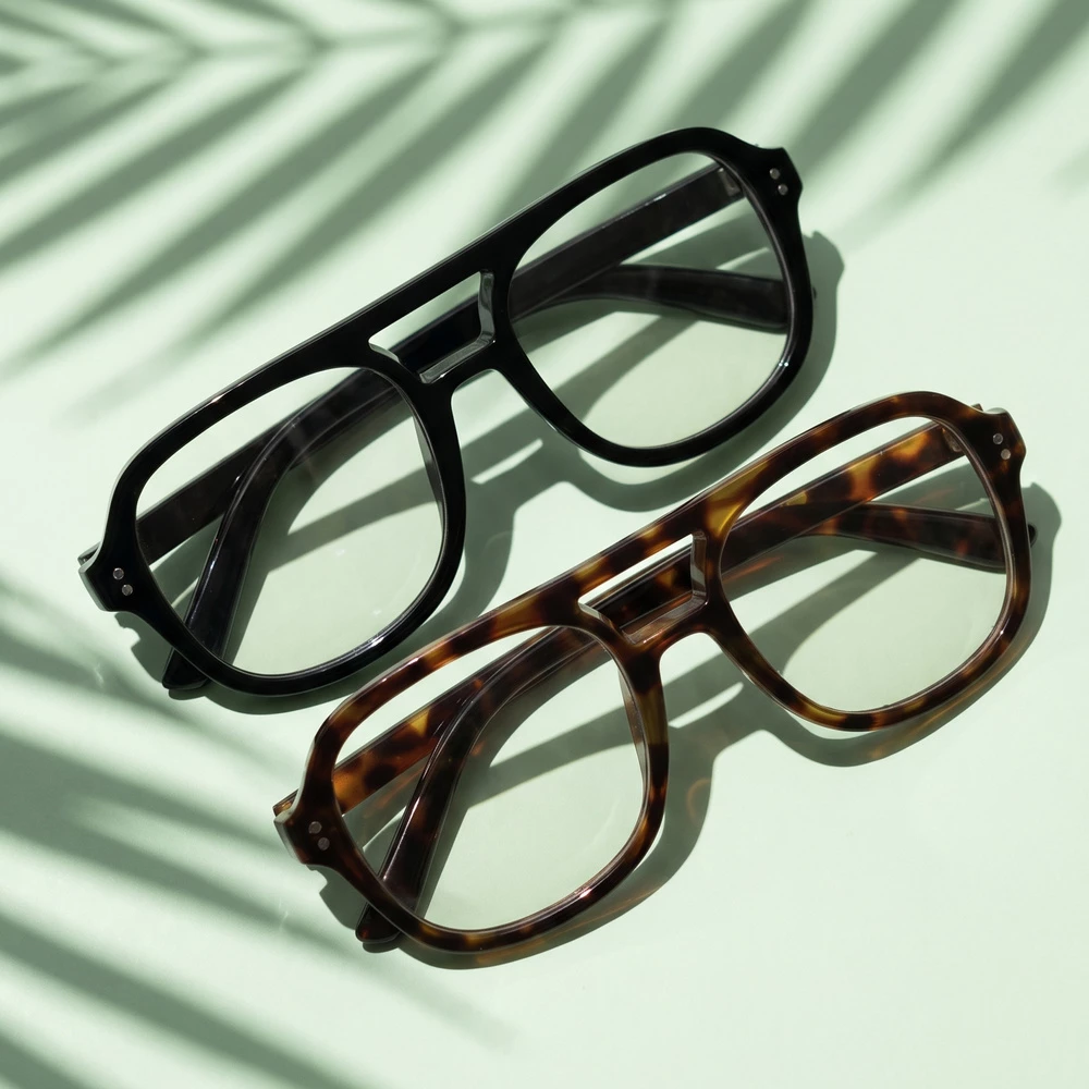 Vintage Double Bridge Clear Lens Aviator Glasses