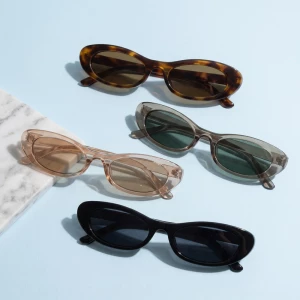 Retro Slim Oval Tinted Sunglasses