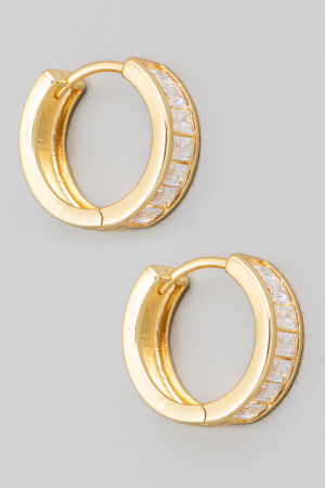 Mini Rhinestone Studded Huggie Earrings