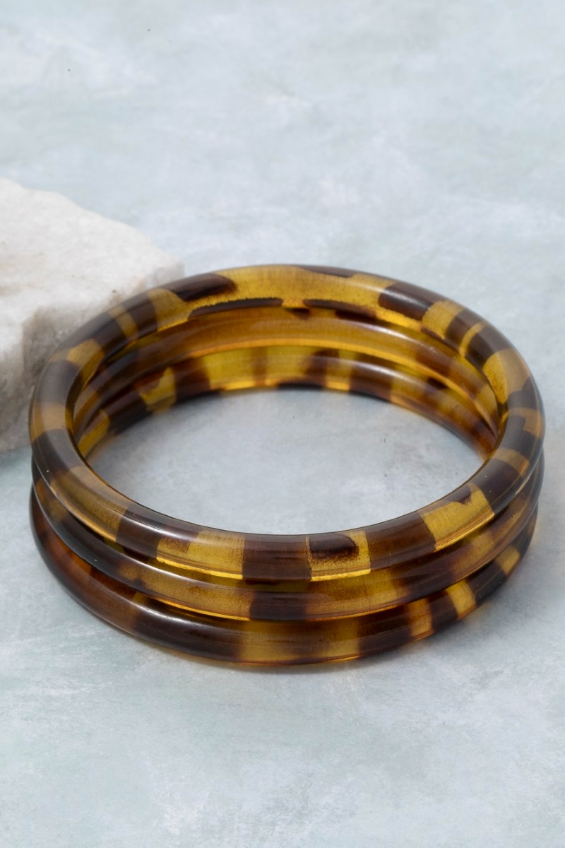 3Pc Tortoise Shell Bangle Bracelet Set