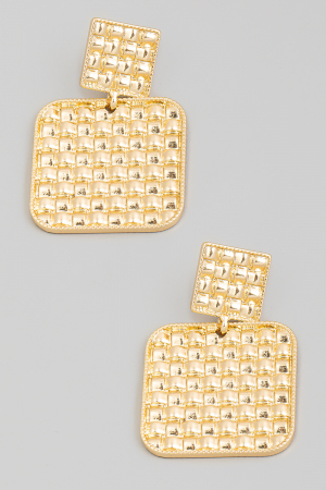 Metallic Square Basket Weave Dangle Earrings