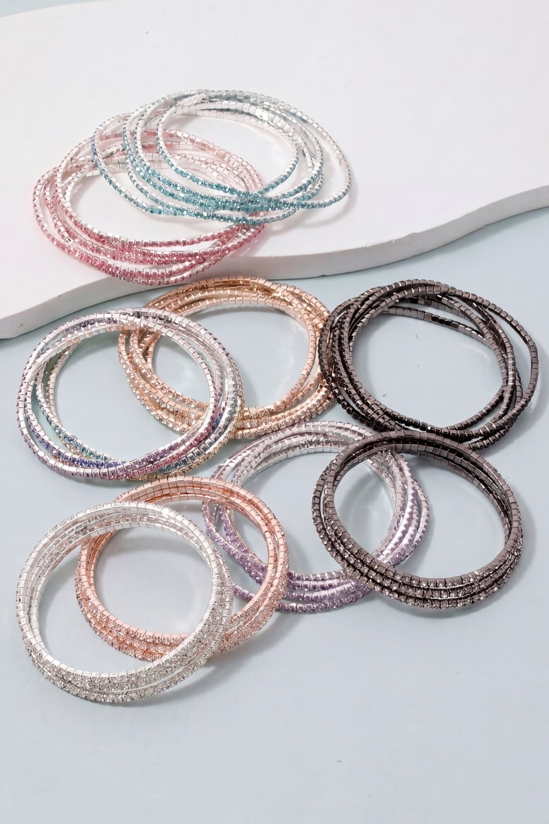 Five Piece Rhinestone Stretch Bracelet Set