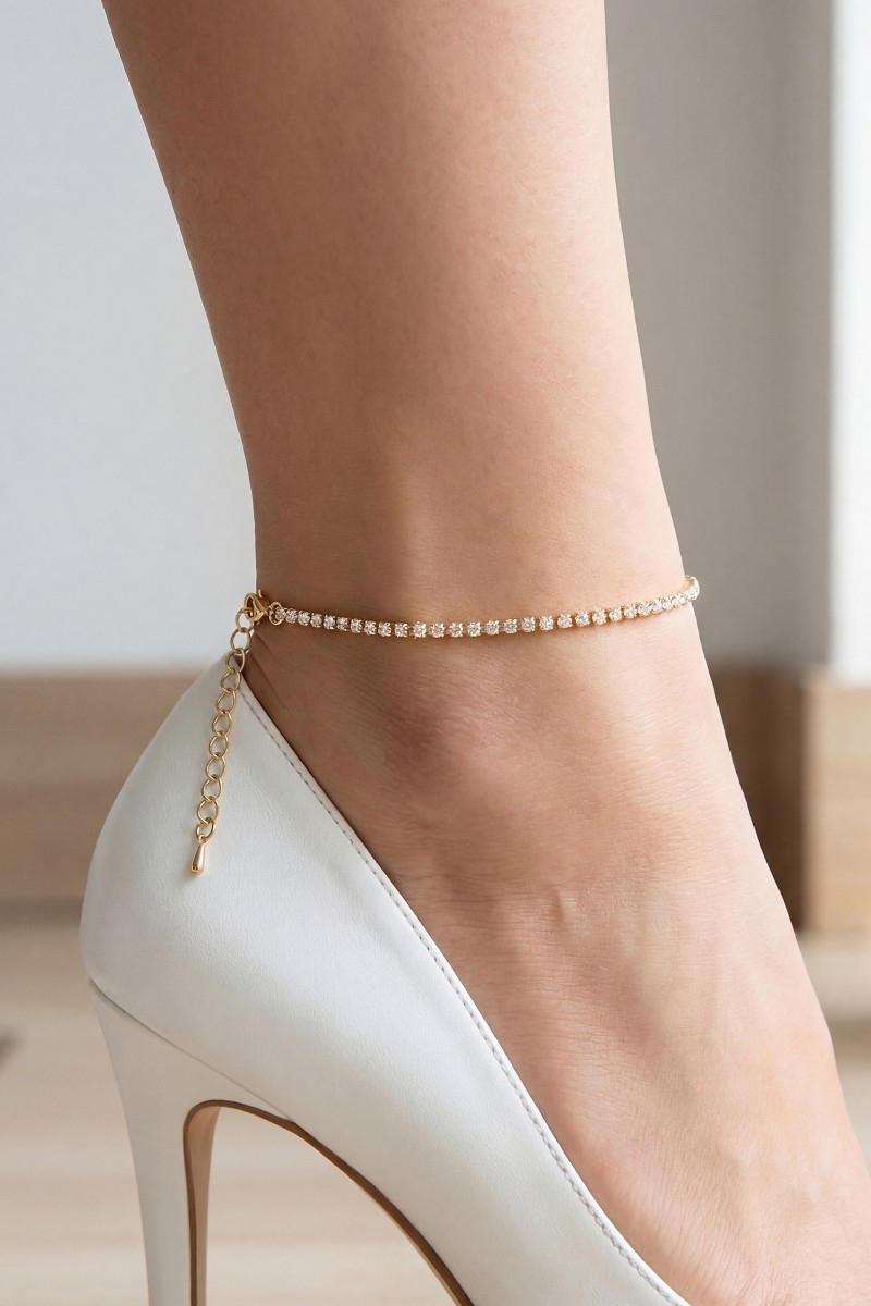 Square Glass Tennis Chain Anklet