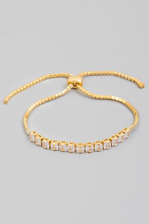 Square Rhinestone Chain Adjustable Bracelet