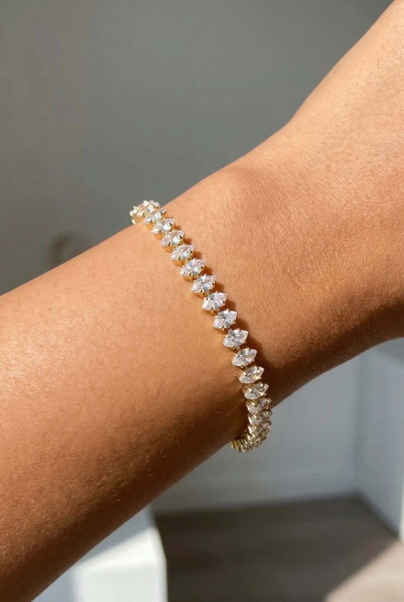 Oval Cz Tennis Gems Cube Chain Cord Bracelet