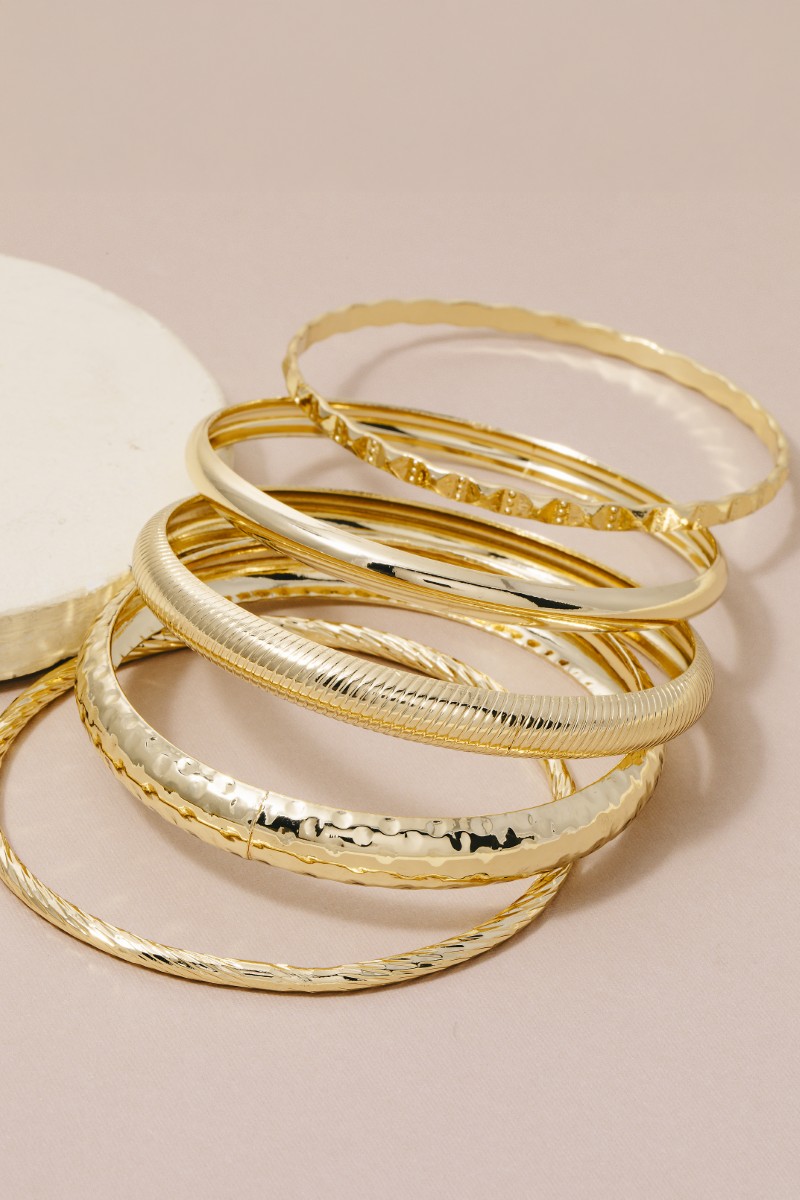 Mixed Metallic Bangle Bracelet Set