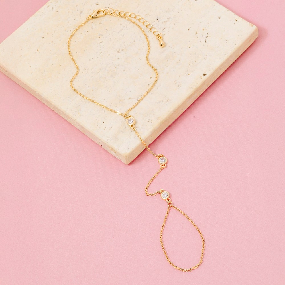 3 Cz Gems Intricate Hand Chain