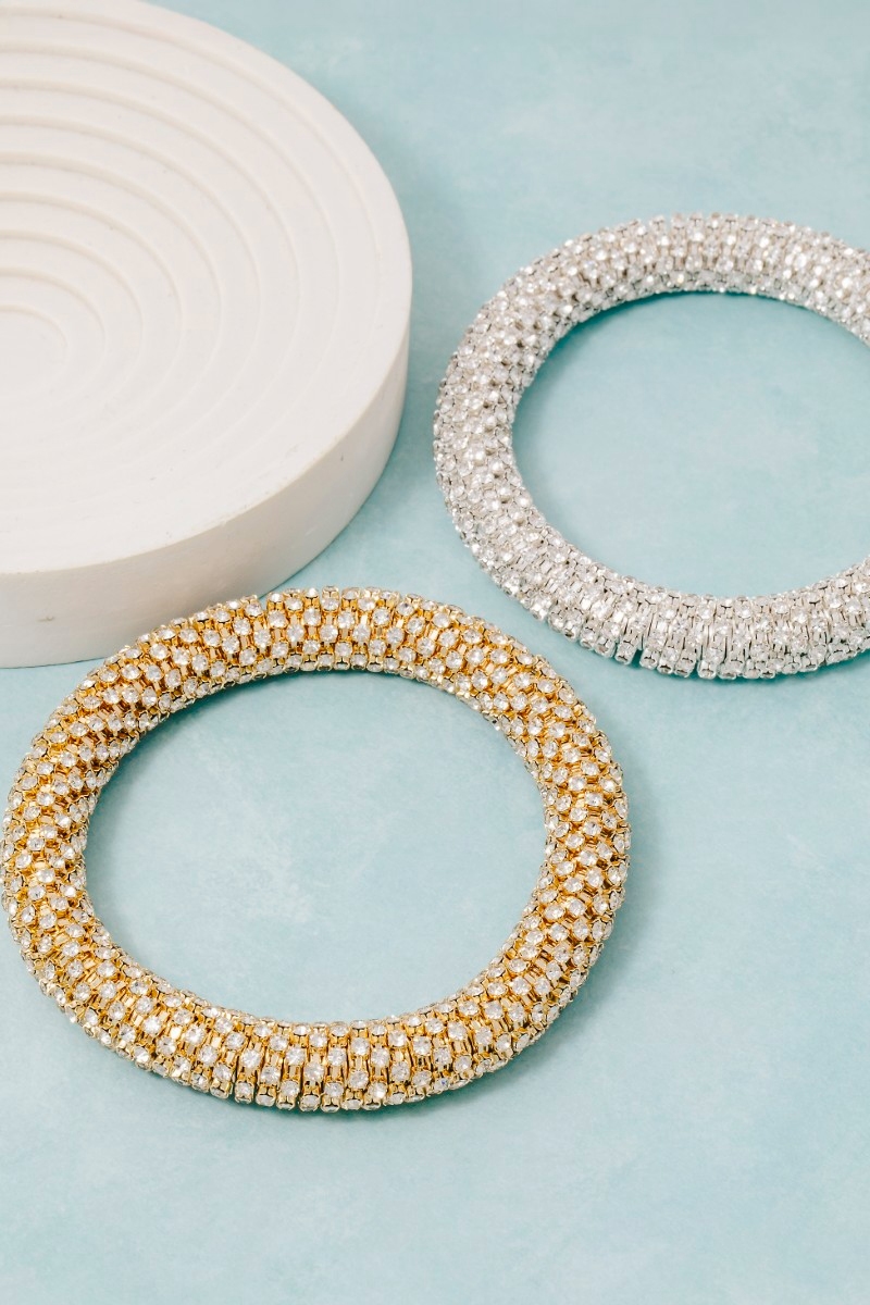 Pave Elastic Snake Chain Bangle Bracelet