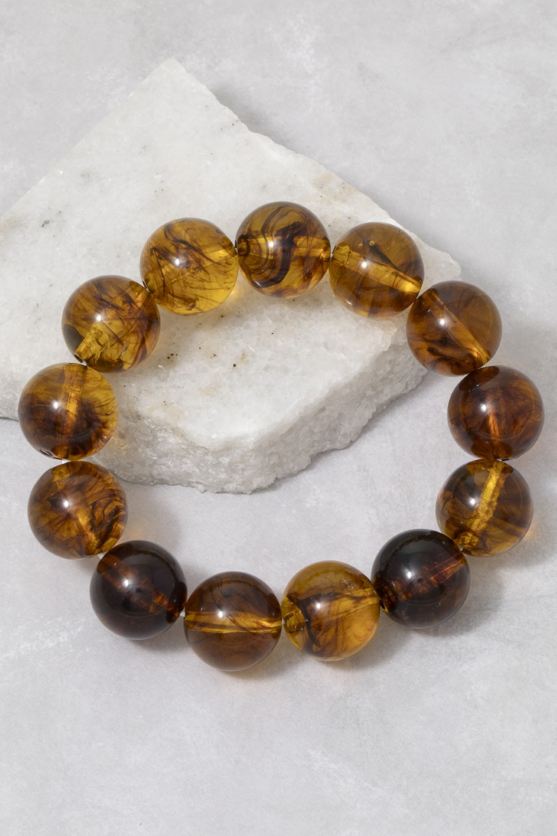 Tortoise Acrylic Bead Stretch Bracelet