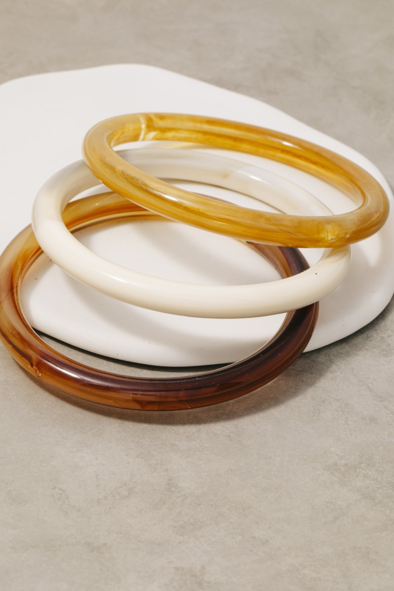Thin Three Piece Acrylic Bangle Bracelet Set