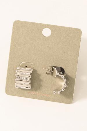 Wide Metallic Bar Hoop Earrings