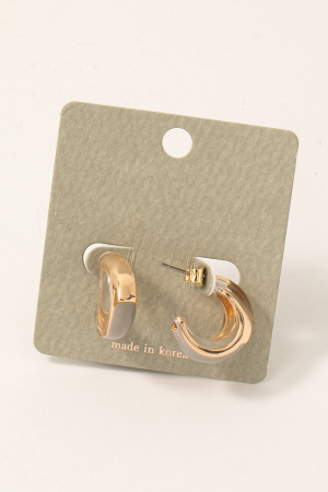 Enamel Clear And Metallic Hoop Earrings