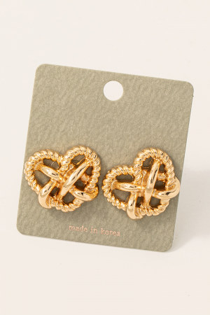 Textured Heart Knot Stud Earrings