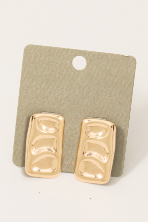 Dented Metallic Rectangle Stud Earrings