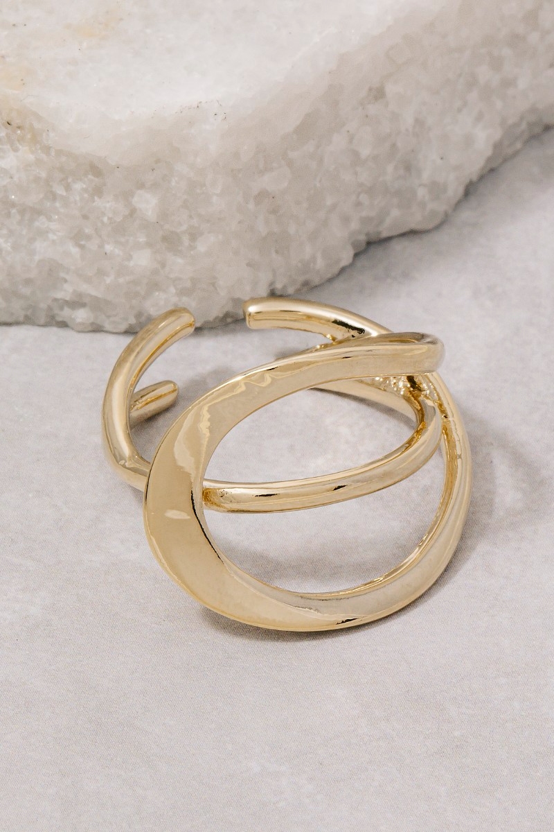 Abstract Wrap Around Open Band Ring