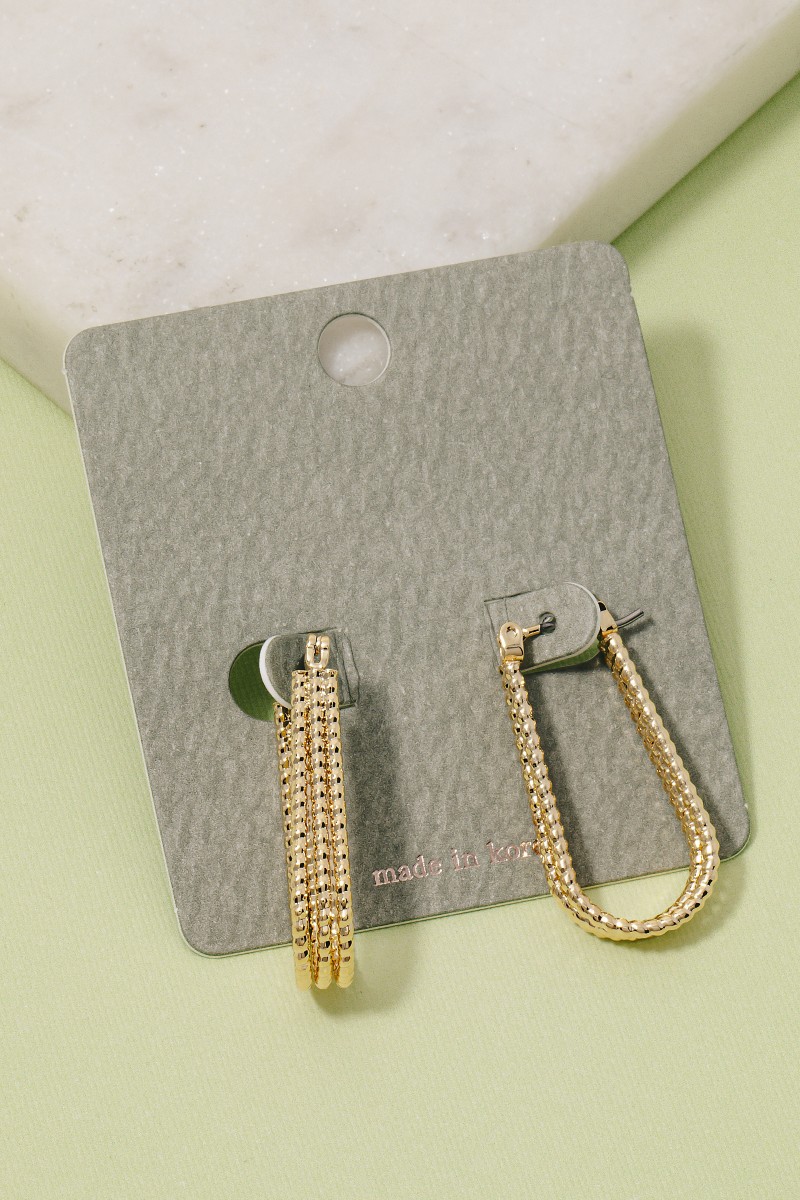 Triple Layered Textured Oval Hoop Earrings