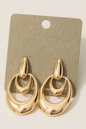 Layered Abstract Metallic Door Knocker Earrings