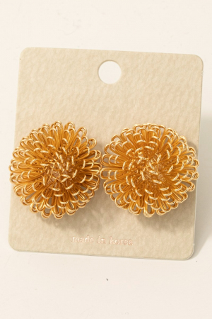 Intricate Metallic Wire Flower Stud Earrings