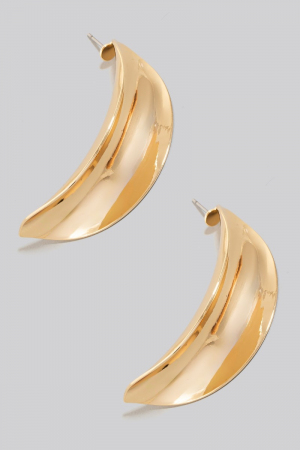 Long Curved Oval Stud Drop Earrings