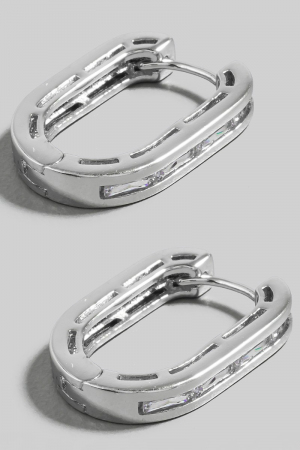 Pave Hinge Oval Hoop Earrings