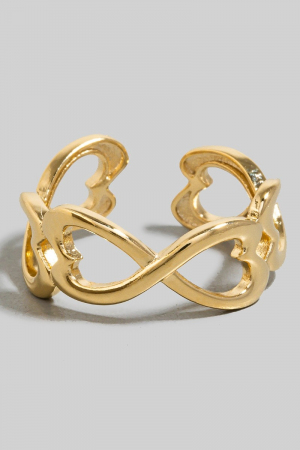 Metallic Hearts Link Open Band Ring