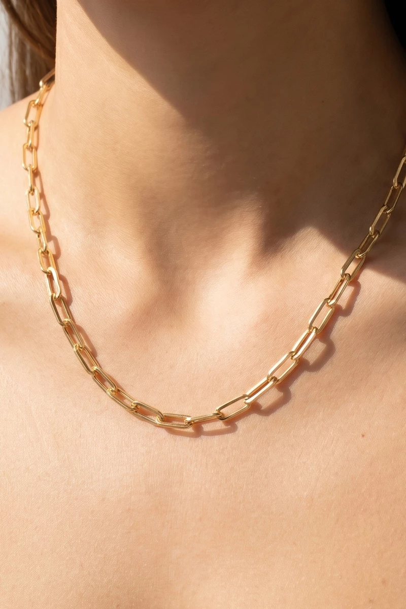Gold Dipped Paperclip Link Chain Necklace