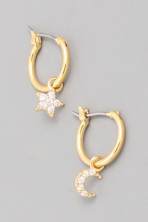 Mini Moon And Star Hoop Earrings