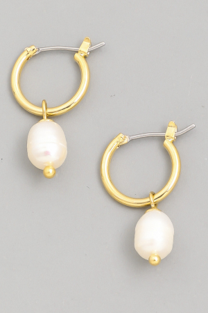 Mini Pearl Drop Huggie Earrings