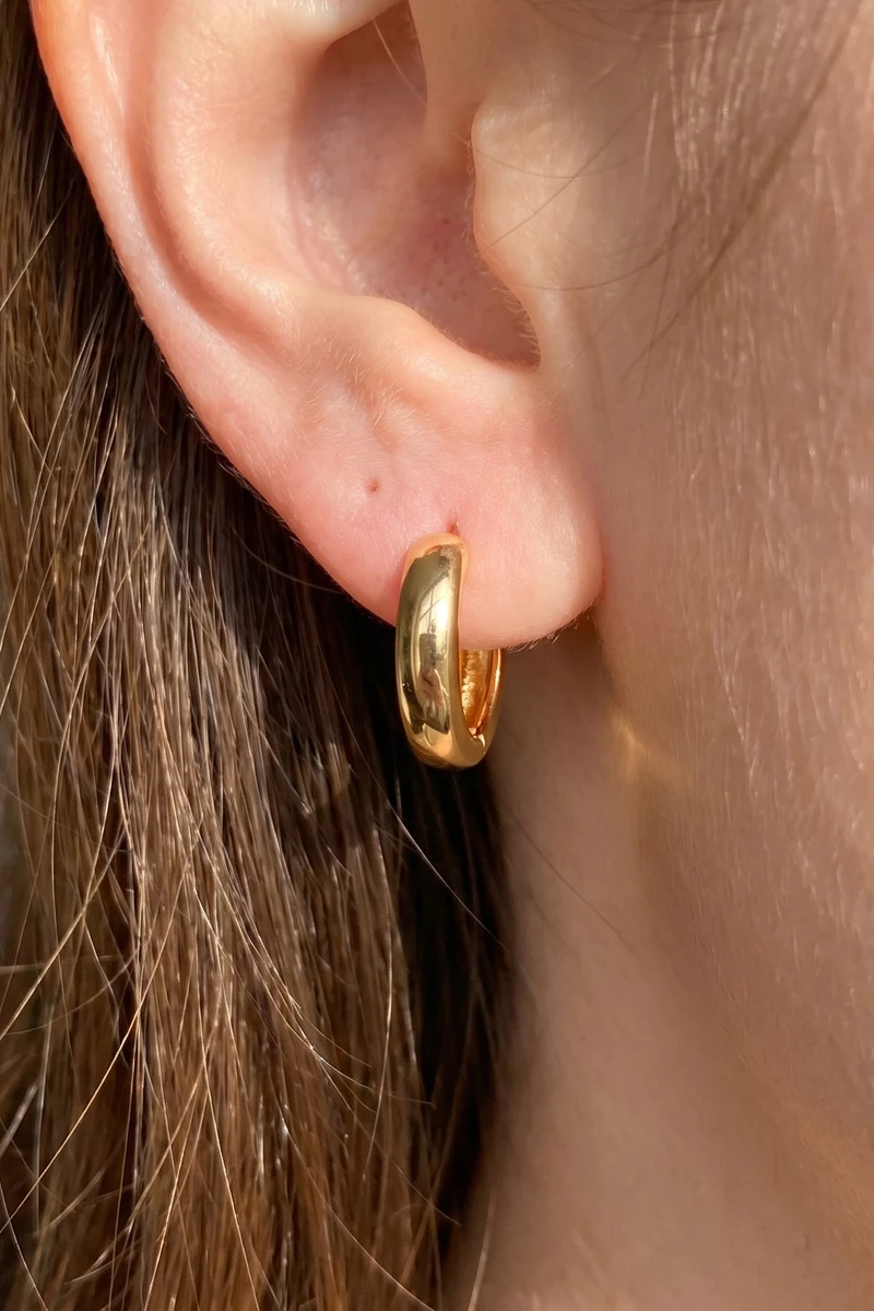 Gold Dipped Chunky Small Huggie Hoop Earrings