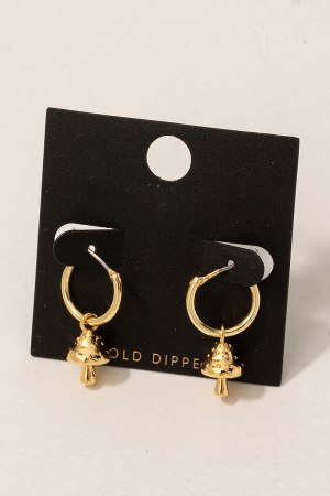 Mini Mushroom Drop Huggie Earrings