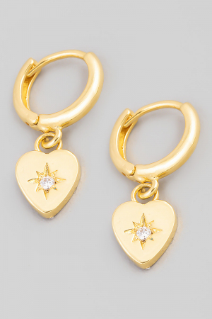 Gold Dipped Mini Heart Drop Huggie Earrings
