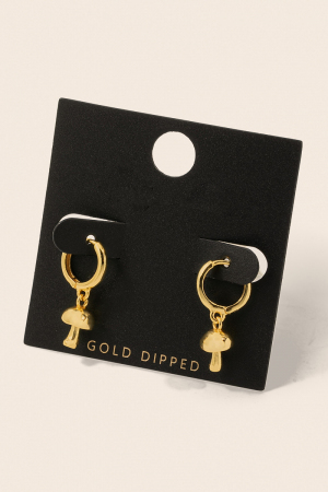 Mini Mushroom Drop Huggie Earrings