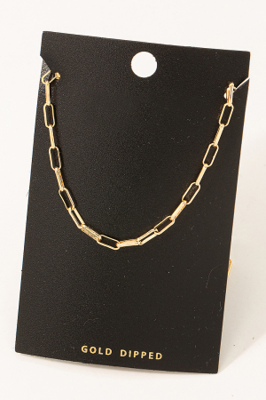 Gold Dipped Rectangle Chain Link Necklace