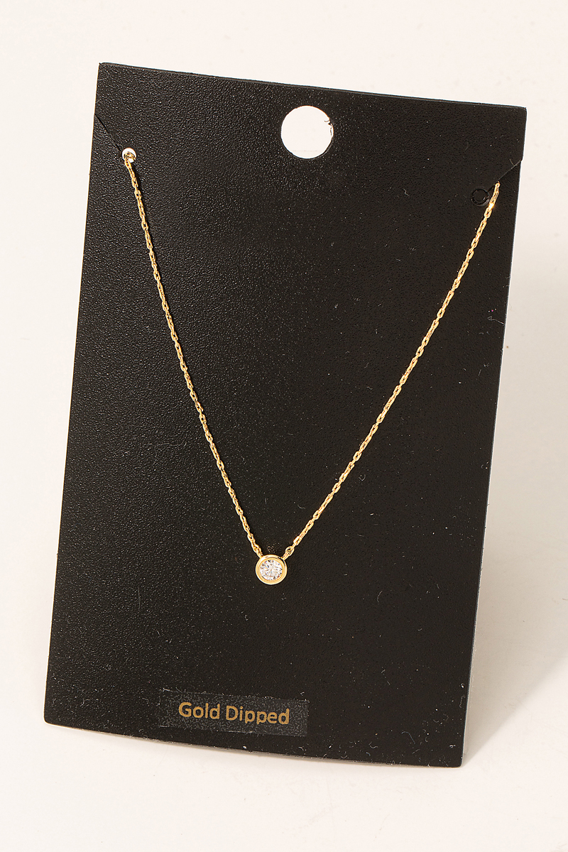 Gold Dipped Dainty Chain Stud Charm Necklace