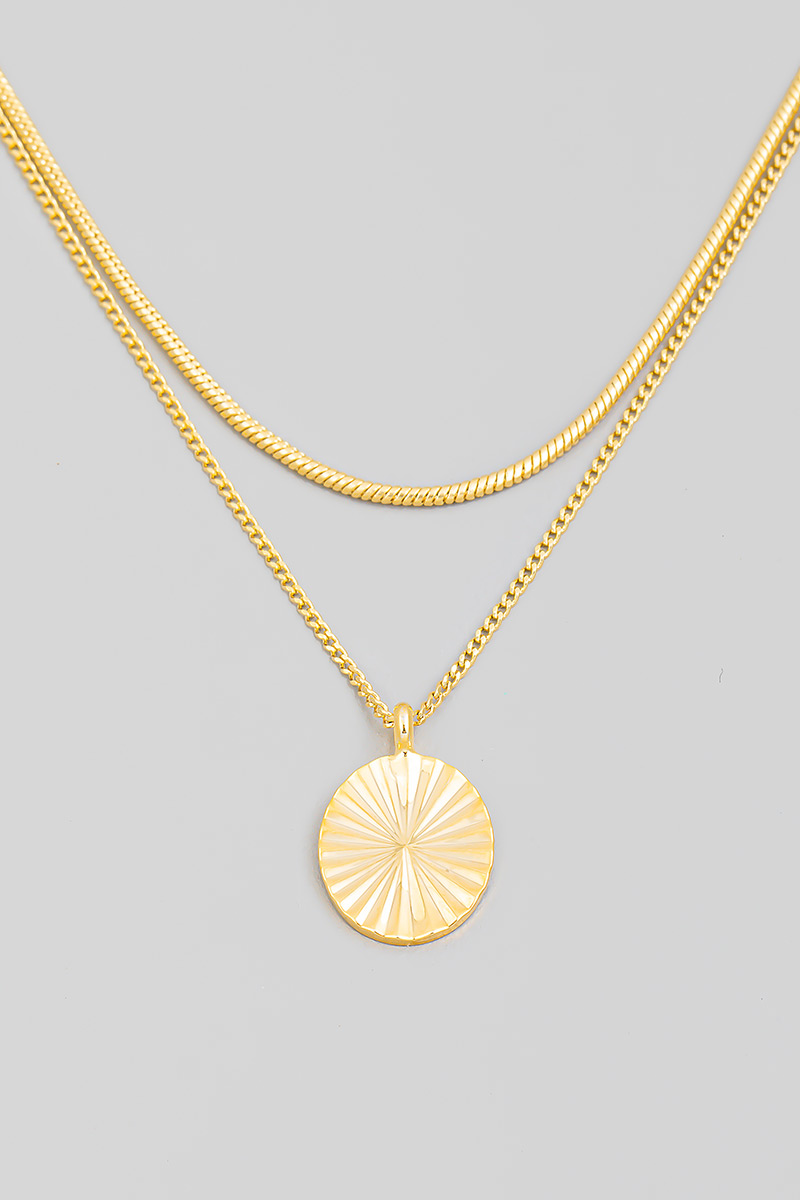 Chain Layered Oval Pendant Necklace