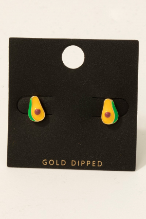 Gold Dipped Epoxy Avocado Stud Earrings