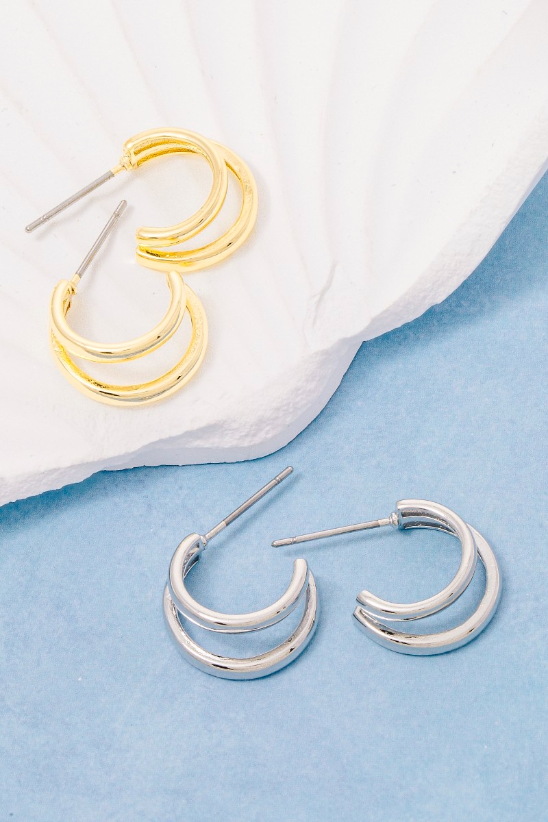 Gold Dipped Double Layered Hoop Earrings