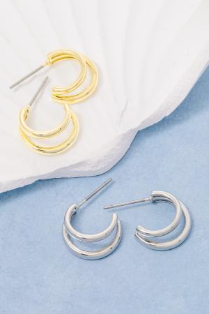 Gold Dipped Double Layered Hoop Earrings