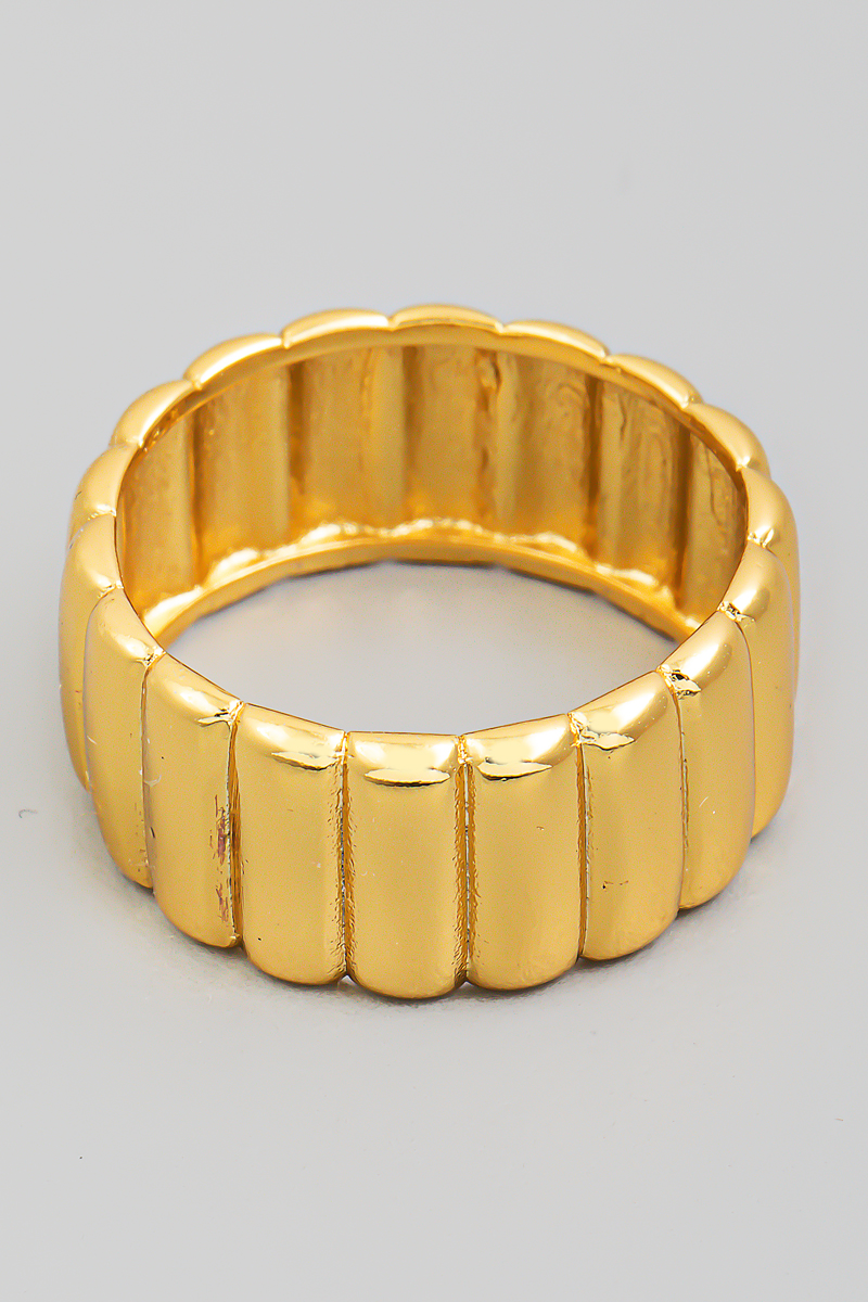 Metallic Wide Ribbed Fashion Ring
