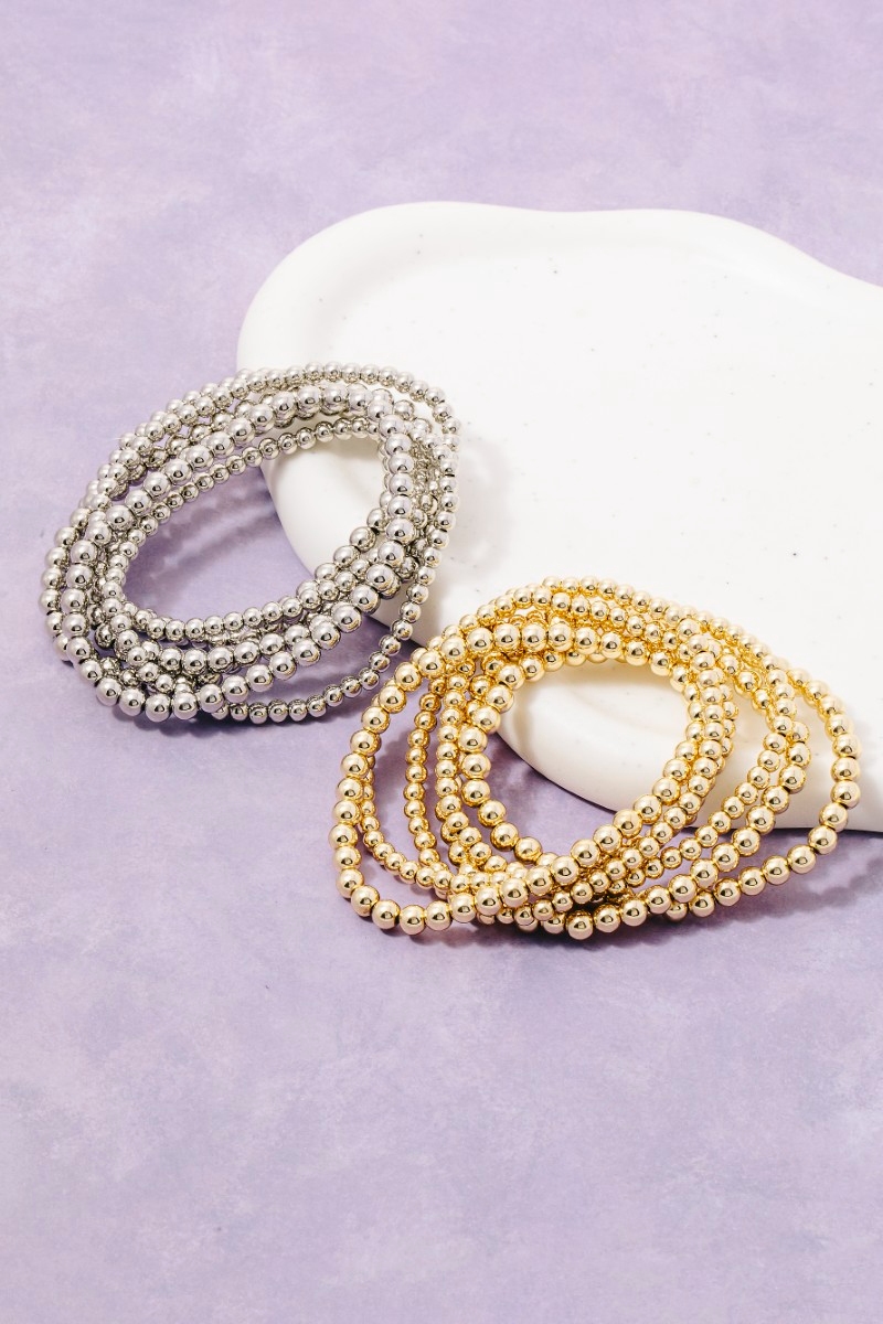 Gold Dipped Ball Bead Bracelet Set