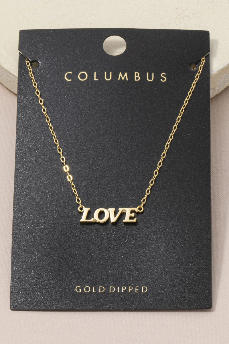 Gold Dipped Love Block Letter Nameplate Necklace