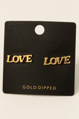 Gold Dipped Love Stud Earrings