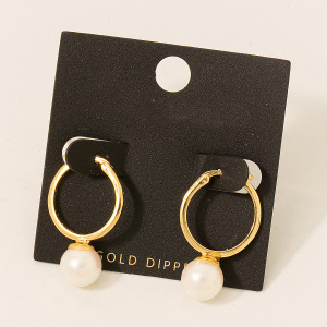 Pearl Ball Mini Latch Hoop Earrings