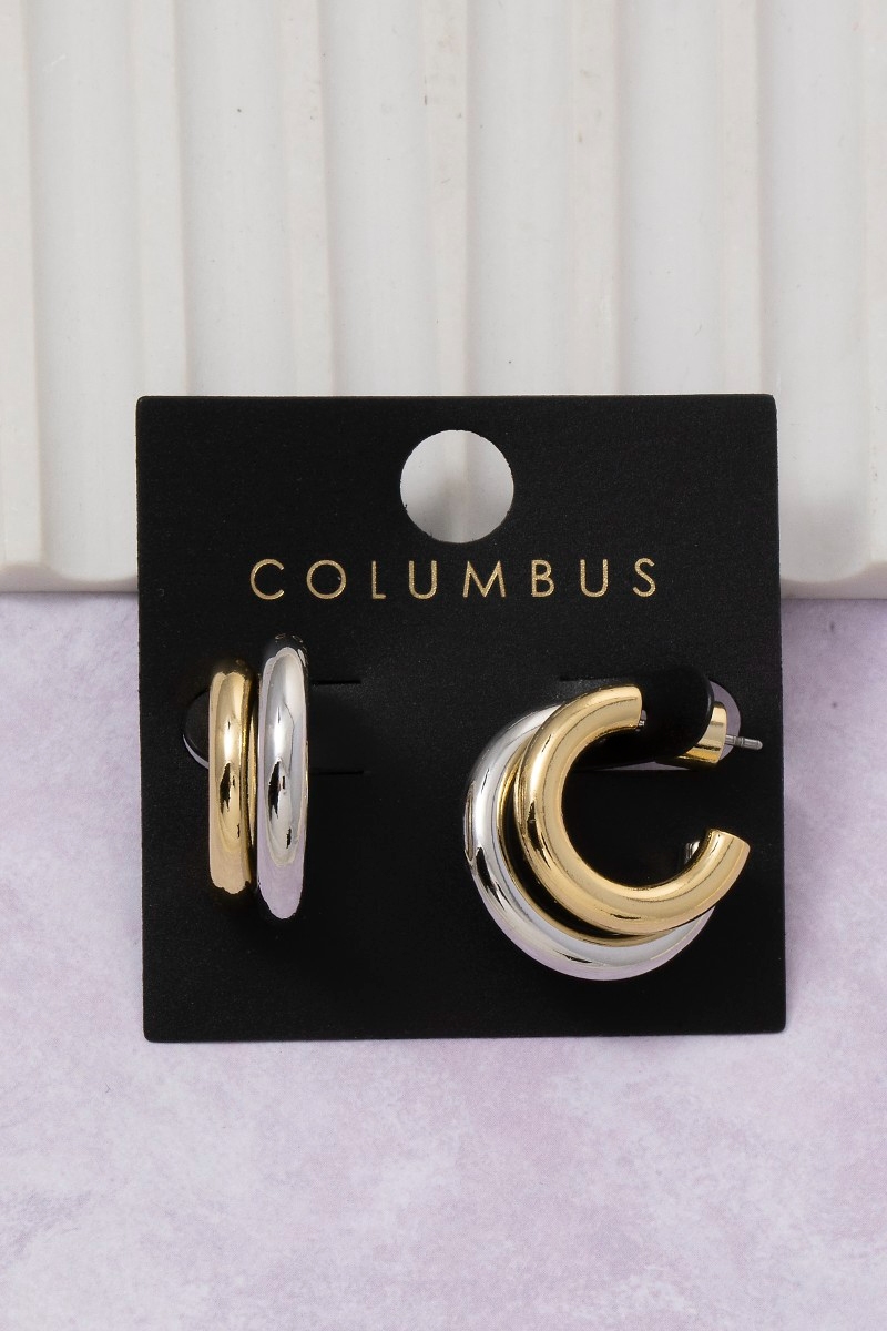 Metallic Double Layered Hoop Earrings