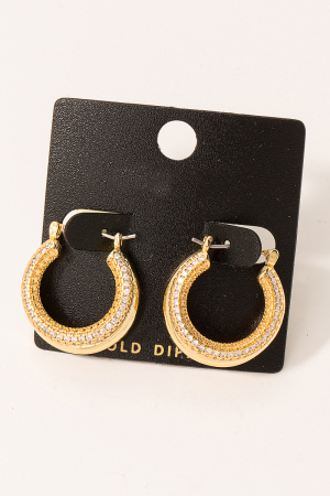Gold Dipped Pave Mini Layered Hoop Earrings