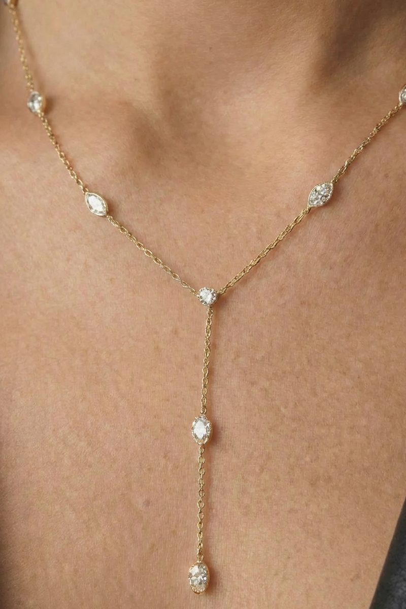 Dainty Chain Rhinestone Y Necklace