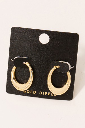 Gold Dipped Mini Oval Pincatch Hoop Earrings
